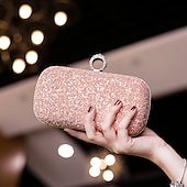 cheap Clutches &amp; Evening Bags-Women&#039;s Clutch Evening Bag Wristlet Clutch Bags PU Leather Party Bridal Shower Holiday Rhinestone Large Capacity Lightweight Durable Solid Color Small white Small black Small blue
