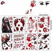 cheap Halloween Stickers-Halloween Window Clings 8 Sheets Scary Bloo dy Handprint Footprint Halloween Wall Decal Floor Clings Spooky Halloween Window Stickers Removable Glass Decals for Halloween Party Decorations