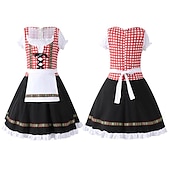 abordables Niños-Víspera de Todos los Santos Oktoberfest Vestidos Disfraz Falda acampanada Oktoberfest / Cerveza bávaro traje de cosplay Viena prados Chica Carnaval Fiesta / Noche Paño de estilo tradicional Vestido