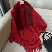 billiga Cape-Sjalar Sjalar till damer Mammas Wraps Omönstrat Håller värmen Långärmad Kaschmir liknande Brudsjalar Med Fjädrar / päls Till Dagligen Höst
