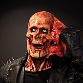 voordelige Accessoires-ghost rider dubbellaagse gescheurde schedel joker masker halloween cosplay enge maskers horror kostuums