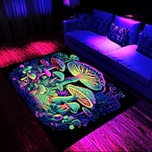 preiswerte Blacklight Teppiche-Fantasy-Pilz-Schwarzlicht-Teppich, Bodenmatte, UV-reaktiver, im Dunkeln leuchtender Teppich, großer rutschfester Teppich für Raumdekoration