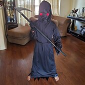 levne Chlapecké halloweenské kostýmy-Děti Chlapecké předvečer Všech svatých Pláštěnka Svrchní oděvy Pevná barva Dlouhý rukáv Kabát Výkon Módní Chladný Kostým Grim Reaper neobsahuje brýle Podzim Zima 7-13 let