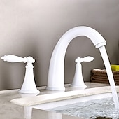 cheap Multi Holes-Widespread Bathroom Faucet Sink Mixer Basin Taps, Twin Handle Vessel Tap with Cold and Hot Hose
