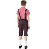 billiga Barn-Karnival Oktoberfest öl Kostym Strumpor / Strumpbyxor Rutig skjorta Oktoberfest / öl Tyska München Ängar Pojkar Traditionell stil tyg Skjorta Strumpor Shorts