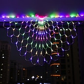 cheap Plug String Lights-Peacock LED Net Light Outdoor Mesh Light 3M 424LED Window Curtain String Light For Backdrop Wall Christmas Fairy Holiday Light EU US AU UK Plug