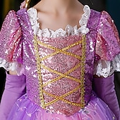ieftine Costume pentru fete-Prințesă Rapunzel Rochii Manta Rochie de fete cu flori Cosplay Partidul costumelor for Fete Pentru copii Zuia Copiilor Mascaradă Nuntă Invitat la nunta