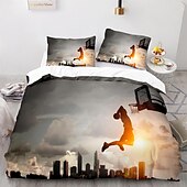 cheap Duvet Cover Sets-3Pcs/2Pcs Basketball Print Duvet Cover Set Bedding Sets Comforter Cover with Soft Lightweight Microfiber
