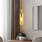 economico Luci Isola cucina-lampada a sospensione a led per bottiglia di vetro, lampada a sospensione in vetro per bottiglia di birra, lampada a sospensione vintage per bar, lampada a sospensione retrò industriale per bar,