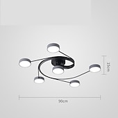 cheap Dimmable Ceiling Lights-Modern Semi Flush Mount Ceiling Light Circular Acrylic 4/6 Heads LED Ceiling Lamp Nordic Grey Sputnik Light Fixture with Wood Decoration for Living Room Dining Room Bedroom 110-240V