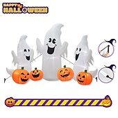 tanie Oświetlenie rekwizytów na Halloween-Dmuchane, oświetlone duchy i dynie na Halloween o długości 7 stóp, 3 dmuchane duchy z diodami LED do trawnika na podwórku wewnątrz, dekoracji halloween na zewnątrz