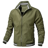 economico Giubbotti Casual-Per uomo Giacca Leggera Giacca Estiva Giacca a vento Giacca di transizione All&#039;aperto Vacanza Caldo Autunno Inverno Semplice Moda Streetwear Collo alla coreana Regolare Nero Bianco Giallo Blu Verde