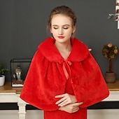 abordables Étole en fourrrure-Cape de mariée en fausse fourrure blanche pour femme, élégante, décontractée, quotidienne, sans manches, en fausse fourrure, avec lacets, pour mariage, printemps