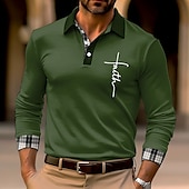 levne Pánské Vintage Polo-Pánské Víra Polokošile Golfová košile Dlouhý rukáv Polo tričko Košile s límečkem Obchodní příležitostné Pracovní oděvy Formální oblečení Festivalové oblečení Knoflíky 3D tisk Černá Bílá Fialová