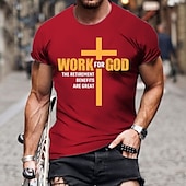 cheap Men&#039;s Graphic T Shirt-Men&#039;s Letter Graphic Prints T Shirt Casual Style 100% Cotton Short Sleeve Graphic Shirt Wine Black White Comfortable Tee Outdoor Street Fashion Designer Clothing