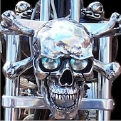 cheap Halloween Outdoor Decor-Halloween Motorcycle Headlight Decorations Motorcycle Skeleton Headlight Pendant Durable Retro Motorcycle Headlight for Motorcycle Decorations