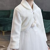 cheap Girl&#039;s Bolero Jackets &amp; Shrugs-Kids Girls&#039; Fleece Jacket Winter Coat Solid Color Fashion Performance Coat Outerwear 3-8 Years Fall White