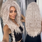 baratos Perucas Históricas-Presentes de Carnaval Peruca Ombre Loira Acinzentada Cacheada Longa para Mulheres Brancas Peruca Sintética Fluffy 80s Carnaval de Natal Fantasia para Mulheres Big Volume Tons de Marrom Loiras Perucas