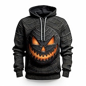 tanie Halloween bluzy i swetry-Męskie Kreskówki Wzory graficzne Bluza z Kapturem Z kapturem Bluzy Codzienny Klasyczny Długi rękaw Kaptur Halloween Święto Wyjściowe Czarno-szary Druk niestandardowy Nadruk Wiosna i jesień Projektant