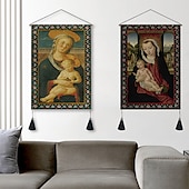tanie zabytkowe gobeliny-zestaw 2 sztuk w stylu vintage średniowieczny tkany gobelin ścienny dekoracja koc kurtyna wisząca sypialnia dekoracja salonu nordycka bawełniana lniana frędzel 14 &quot;x 20&quot;
