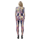 billige Damekostymer-Cosplay kostyme Huddrag Kroppsdrakt Skjelett Kranium Ett Stykke Barne Voksne Dame Karneval Maskerade Mardi Gras Fest Ytelse Enkle Halloween-kostymer Kle deg opp