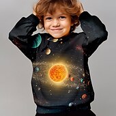 olcso Fiú 3D látása és geometria-Fiú 3D Grafika Galaxis Hely Pulóver Hosszú ujj 3D nyomtatás Nyár Ősz Divat Utcai sikk Napi Poliészter Gyerekek 3-12 év Szabadtéri Hétköznapi Napi Normál