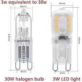 abordables Ampoules LED double broche-10 pièces g9 lumière led ampoule dimmable 3w 5w smd 2835 projecteur pour lustre en cristal remplacer 20w 30w lampe halogène éclairage ac 220v