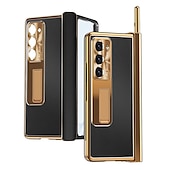 お買い得  サムスン用ケース-ペン付き電話ケース サムスン Galaxy Z Fold 6 Z Fold 5 Z Fold 4 Z Fold 3 バックカバー スタンドと画面保護フィルム付き ペンホルダー PC メタル PUレザー