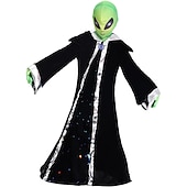billige Guttens Halloween-kostymer-Barn Gutt Halloween Kappe Yttertøy Tegneserie Langermet Frakk Ytelse Mote Alien-sjef Høst Vinter 7-13 år