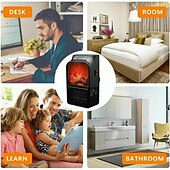 cheap Heating Equipment-Mini Electric Fan Heater Portable Plug-in Wall Ceramic Heater Air Heating Winter Room Warmer Thermostat Remote Control 400W PTC