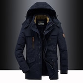 preiswerte Sportjacke-Winterjacke Herren Wander-Fleecejacke für Herren Winterjacke dick warm mit Kapuze Parka Militär Windjacke Outdoor abnehmbare Kappe schwarz Trenchcoat Oberbekleidung Jagd Ski Snowboard Camping