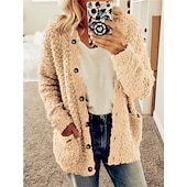 economico Cardigan e capispalla-Per donna Cardigan Maglione Moda Informale Morbido Tinta unica Maillard A coste A cappuccio Tasche Manica lunga Maglia Interni Giornaliero Per eventi Nero Bianco Autunno Inverno
