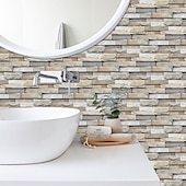 economico Adesivi murali-12 pz piastrelle di pietra artificiale wall sticker 3d carta da parati in vinile autoadesivo floreale home decor per cucina bagno 15*30 cm