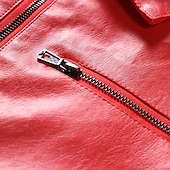 preiswerte Kunstlederjacke-Herren Kunstlederjacke übergangsjacke Bikerjacke Rote Lederjacke Party Alltagstauglich Thermowarm Winddicht Kunstpelzbesatz Herbst Einfarbig Punk Mode Revers Regulär Kunstleder Schlank Schwarz Rote