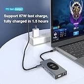 preiswerte USB-Hubs-13-in-1-USB-C-Hub-Adapter mit kabelloser Aufladung, USB-C auf HDMI, 3,5-mm-Klinke, Audio, SD, TF, HDMI, VGA, RJ45, USB 3.0, Dockingstation für MacBook Pro