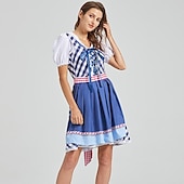 billige Dirndl-Oktoberfest Dirndl Trachtenkleader Oktoberfest / øl bayerske bayerske Wiesn Tradisjonell stil Enger Dame Tradisjonell stil klut Topp Kjole Forkle