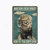 abordables signe d&#039;étain en métal-1pc rétro métal étain signe chat vin étain signe vintage cuisine signes décoration murale, peinture tenture murale pour la décoration murale art métal étain signe 20x30cm/8&#039;&#039;x12&#039;&#039;
