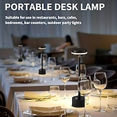 baratos Candeeiros de mesa-Candeeiro de mesa led recarregável sem fio alumínio quarto bar restaurante com controle de toque lâmpada led para escritório em casa quarto hotel restaurante configurações de brilho de 3 níveis