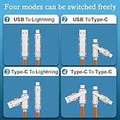 olcso Mobiltelefon-kábelek-1 csomag Többszörös töltőkábel 3,3 láb USB C - USB C / Lightning USB A - micro USB / USB C 6 A Töltőkábel Gyorstöltés Magas adatátvitel Tartós 4 az 1-ben Könnyű hordozhatóság Kompatibilitás Macbook
