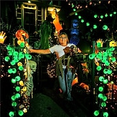 cheap Halloween Lights-Halloween Eyeball Atmosphere Led String Lights 3M 20Leds Halloween Decoration Green Lights AA Battery Power For Party Horror Lighting