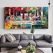 cheap Famous Prints-1pc Modern Artistic Graffiti Painting of &#039;The Last Supper&#039; - Home Decor Wall Art for Corridor Porch or Any Room