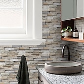 economico Adesivi murali-12 pz piastrelle di pietra artificiale wall sticker 3d carta da parati in vinile autoadesivo floreale home decor per cucina bagno 15*30 cm