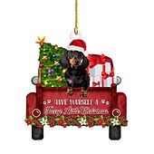 billige Tretilbehør-julepynt hundebil hengende ornament, akryl 2d flattrykt nøkkelring, valgfri akrylpryd og bil bakspeil tilbehør minnegavepakke
