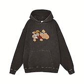 baratos Gráfico de personagem de desenho animado e filme-One Piece Monkey D. Luffy Nico Robin Roronoa Zoro Moletom Camiseta lavada com ácido extragrande Imprimir Bolso frontal Arte Gráfica Para Casal Homens Mulheres Adulto Baile de Máscaras Hot Stamping
