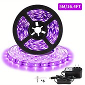 זול תקע רצועת אורות-5 מטר 2x5M סרטי תאורת LED גמישים ערכות תאורה 300-600 נוריות 2,835 SMD 8 מ&quot;מ 1 תושבת הרכבה 1set לבן חם סגול רצועת אורות LED חג ליל כל הקדושים נדבק לבד 12 V