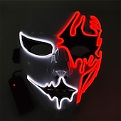 cheap Novelties-Neon Light LED Mask LED Halloween Scary Mask Cosplay Party Masque Masquerade Masks Halloween Costume Carnival Glow Party Props