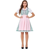 preiswerte Dirndl-Oktoberfest Schürze Trachtenkleider Oktoberfest / Bier Bayerisch Bayerisch Deutsch Wiesn Damen Stoff im traditionellen Stil Bluse Kleid Schürze