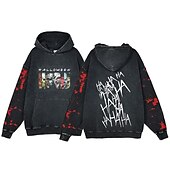 abordables Gráfico de Halloween-Víspera de Todos los Santos Gritar Cara de fantasma Esqueleto Sudadera Camiseta extragrande lavada con ácido Estampado Bolsillo delantero Gráfico Para Pareja Hombre Mujer Adulto Mascarada Estampado