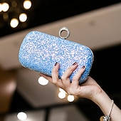 cheap Clutches &amp; Evening Bags-Women&#039;s Clutch Evening Bag Wristlet Clutch Bags PU Leather Party Bridal Shower Holiday Rhinestone Large Capacity Lightweight Durable Solid Color Small white Small black Small blue