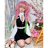 billiga Animekostymer-Demon Slayer: Kimetsu no Yaiba Kanroji Mitsuri Animé Cosplay-kostymer Cosplay Peruker Halloween Karnival Till Dam Flickor Barn Vuxna